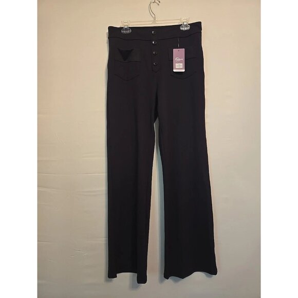 Keriffe Women's Black Button Up Slacks With Pockets - Picture 1 of 5